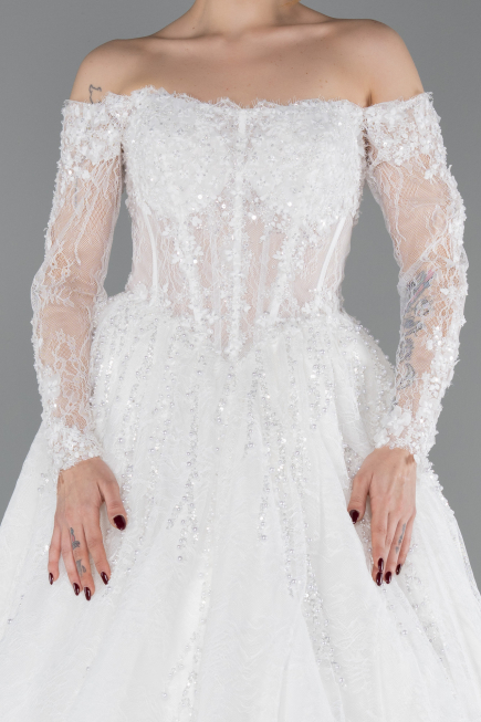 Robes de Mariage Longue Dantelle Blanc ABG194