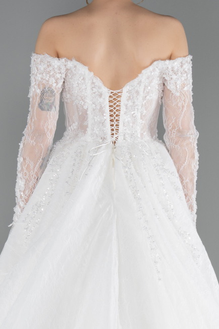Robes de Mariage Longue Dantelle Blanc ABG194