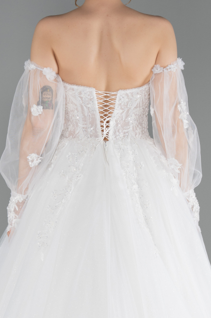 Robes de Mariage Longue Satin Blanc ABG097