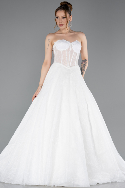 Robes de Mariage Longue Dantelle Blanc ABG038