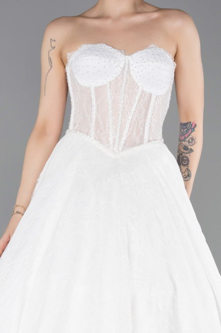 Robes de Mariage Longue Dantelle Blanc ABG038