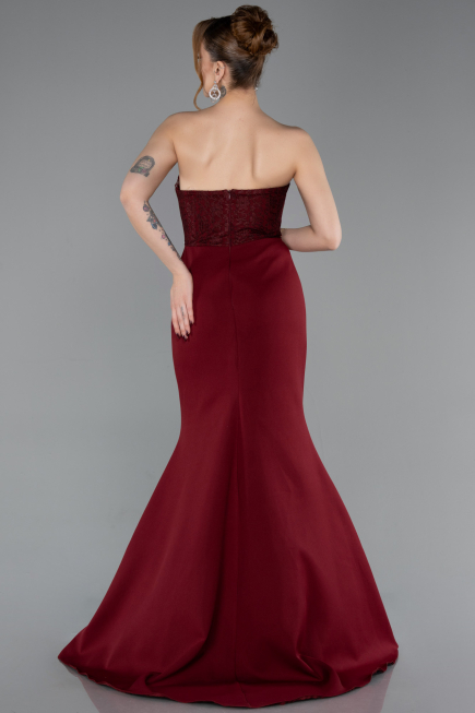 Robe De Soirée Longue Rouge Bordeaux ABU5568