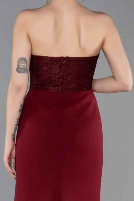 Robe De Soirée Longue Rouge Bordeaux ABU5568