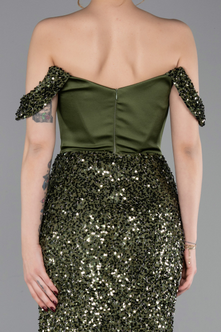 Robe de Soirée Longue Kaki ABU6087