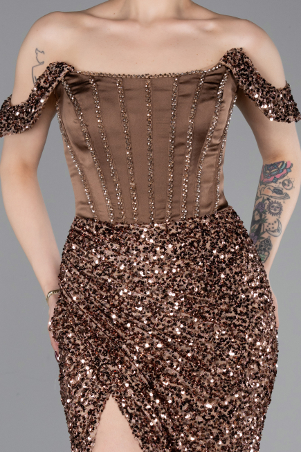 Robe de Soirée Longue Brun ABU6087