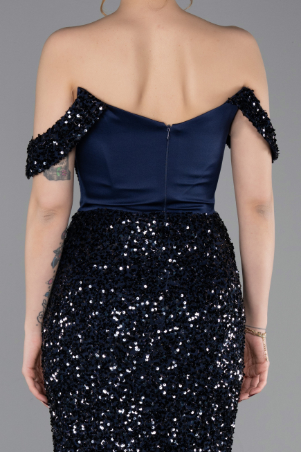 Robe de Soirée Longue Bleu Marine ABU6087
