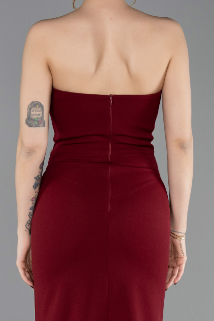 Robe Queue de Poisson Longue Rouge Bordeaux ABU6092
