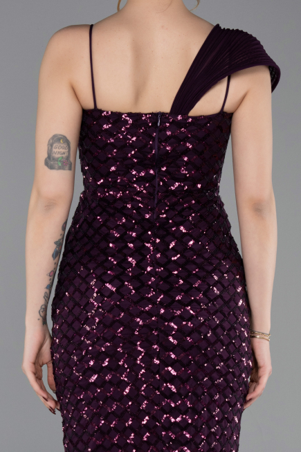 Robe de Soirée Longue Squameuse Violet Foncé ABU6075