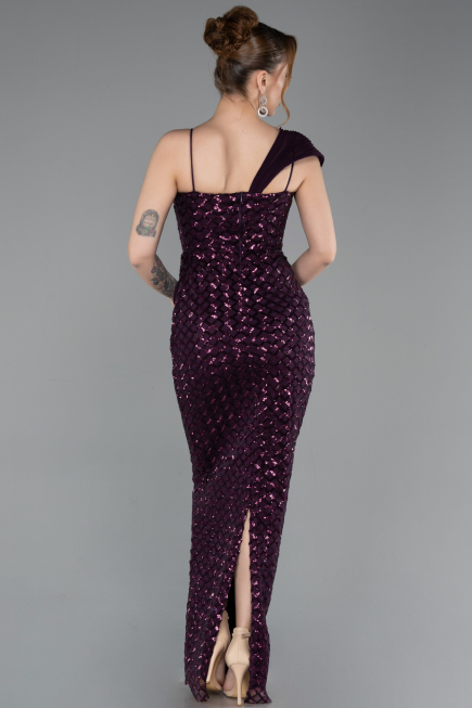 Robe de Soirée Longue Squameuse Violet Foncé ABU6075