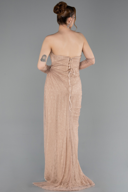 Robe de Soirée Longue Dantelle Cuivre ABU5770