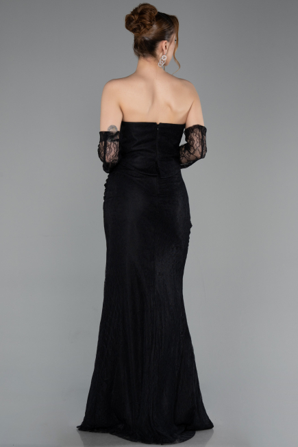 Robe de Soirée Longue Dantelle Noir ABU6089