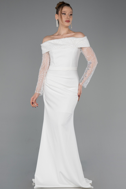 Robe de Soirée Longue Blanc ABU6101