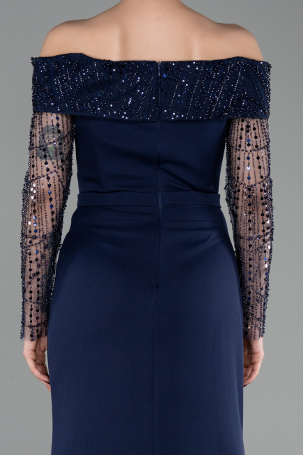 Robe de Soirée Longue Bleu Marine ABU6101
