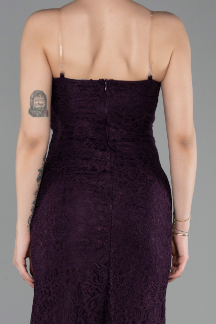 Robe de Soirée Longue Dantelle Violet ABU6077
