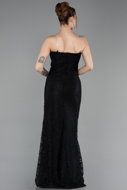 Robe de Soirée Longue Dantelle Noir ABU6077
