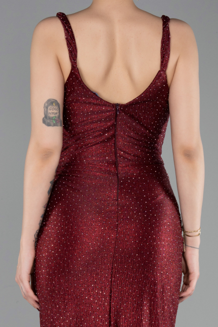 Robe de Soirée Longue Rouge Bordeaux ABU6105