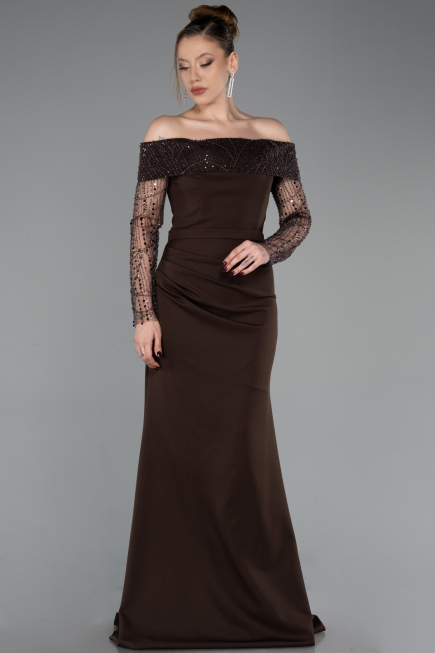 Robe de Soirée Longue Brun ABU6101