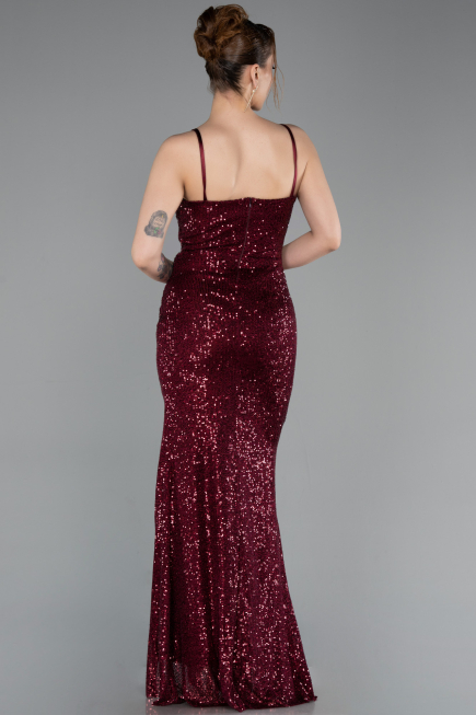 Robe de Soirée Longue Rouge Bordeaux ABU6106