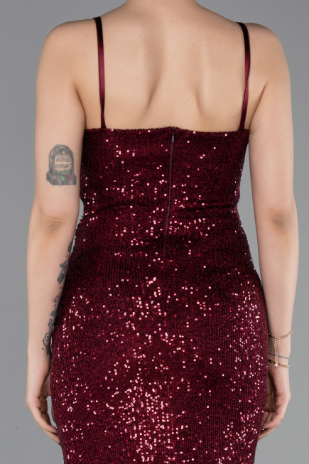 Robe de Soirée Longue Rouge Bordeaux ABU6106