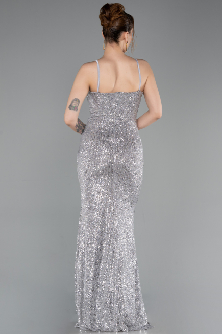 Robe de Soirée Longue Argent ABU6106