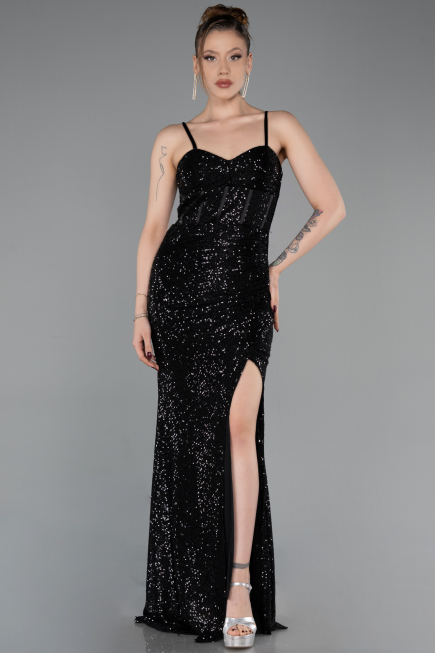 Robe de Soirée Longue Noir ABU6106