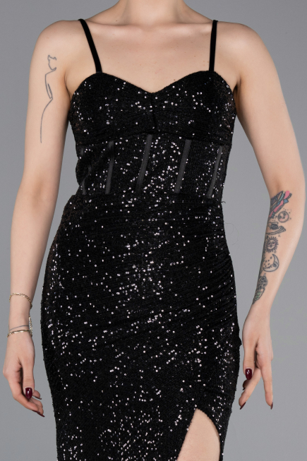 Robe de Soirée Longue Noir ABU6106