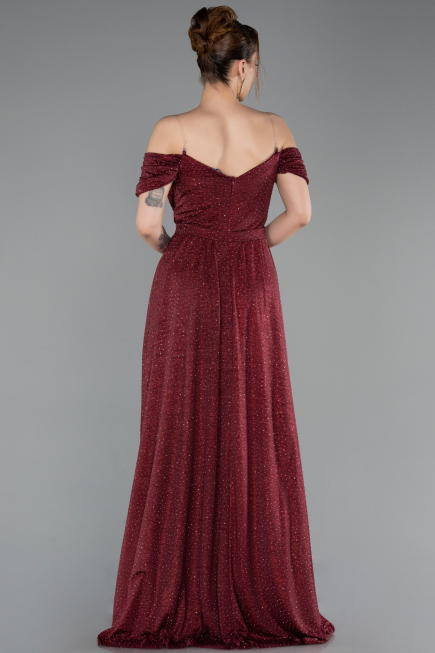 Robe de Soirée Longue Rouge Bordeaux ABU6107