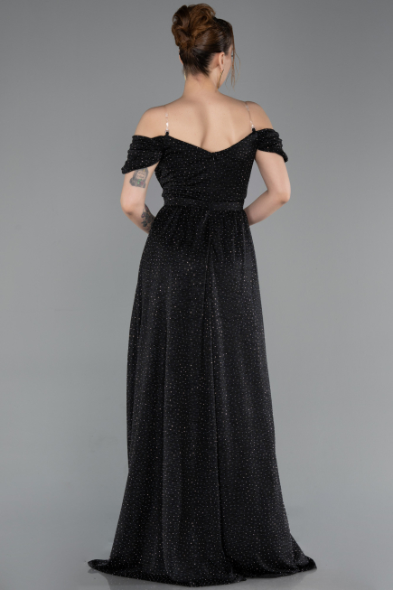 Robe de Soirée Longue Noir-Argent ABU6107