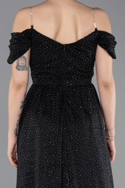 Robe de Soirée Longue Noir-Argent ABU6107