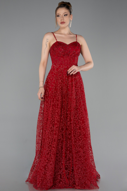 Robe de Soirée Longue Rouge ABU6108