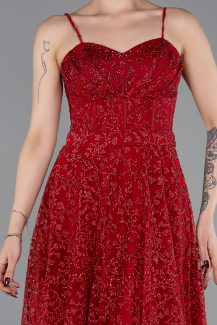 Robe de Soirée Longue Rouge ABU6108