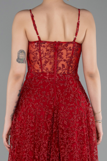 Robe de Soirée Longue Rouge ABU6108