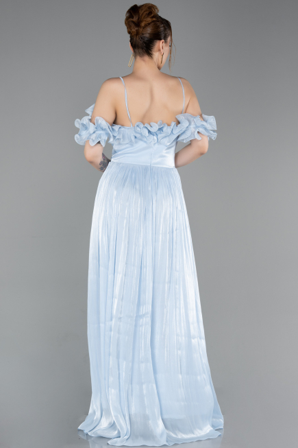 Robe de Soirée Longue Mousseline Bleu clair ABU6110