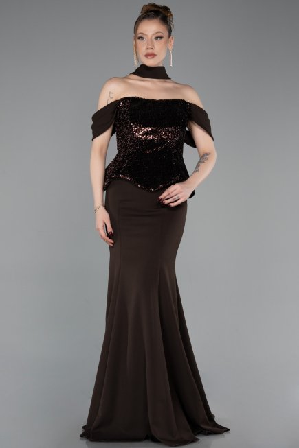 Robe de Soirée Longue Brun ABU6094