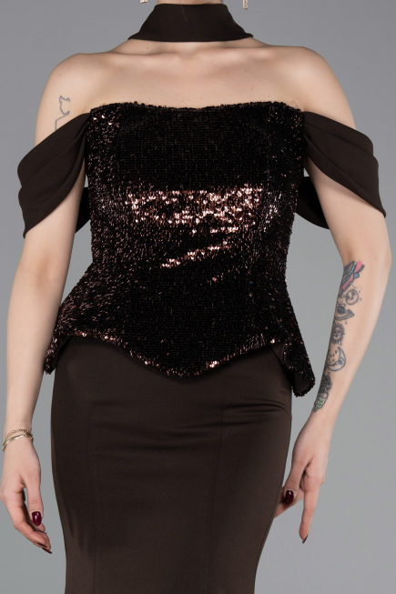 Robe de Soirée Longue Brun ABU6094