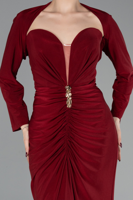 Robe De Soirée Grande Taille Longue Rouge Bordeaux ABU6097