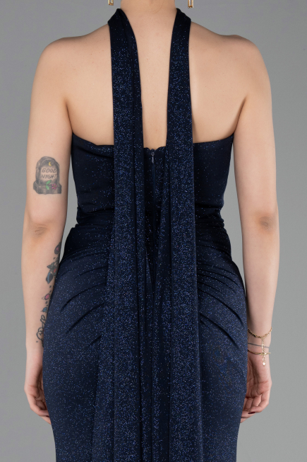 Robe de Soirée Longue Bleu Marine ABU6112