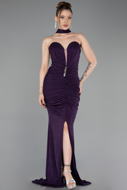Robe de Soirée Longue Violet ABU6112