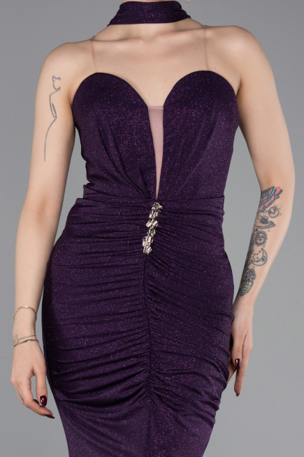 Robe de Soirée Longue Violet ABU6112