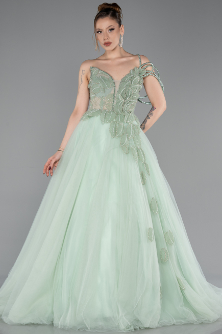 Robe de Soirée Longue Menthe ABU6113