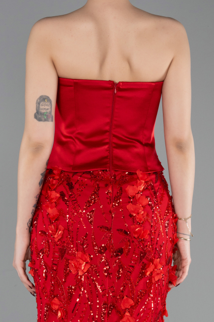 Robe de Soirée Longue Rouge ABU6114