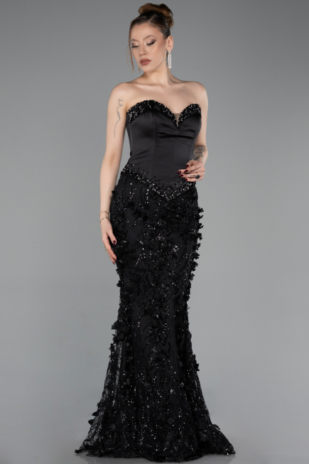 Robe de Soirée Longue Noir ABU6114