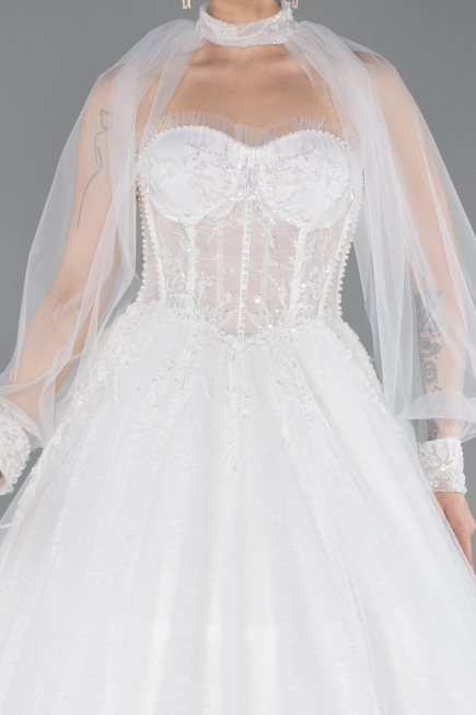 Robes de Mariage Longue Dantelle Blanc ABG193