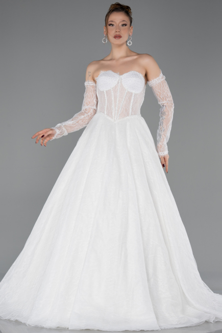 Robes de Mariage Longue Dantelle Blanc ABG195