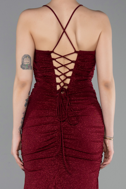 Robe de Soirée Longue Rouge Bordeaux ABU6115