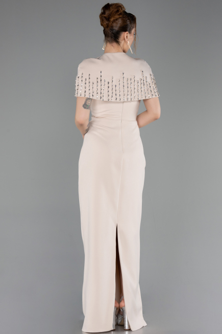 Robe De Soirée Longue Beige ABU5889