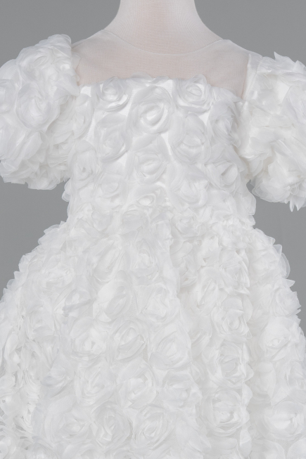 Robe de Soirée Enfants Devant Court Dos Long Blanc ABO134