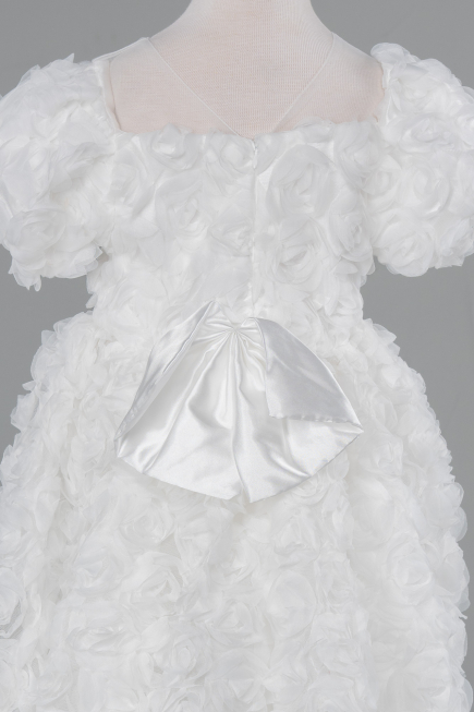 Robe de Soirée Enfants Devant Court Dos Long Blanc ABO134
