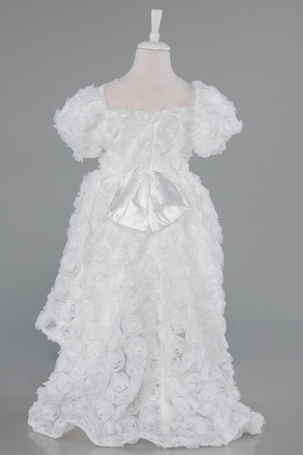 Robe de Soirée Enfants Devant Court Dos Long Blanc ABO134
