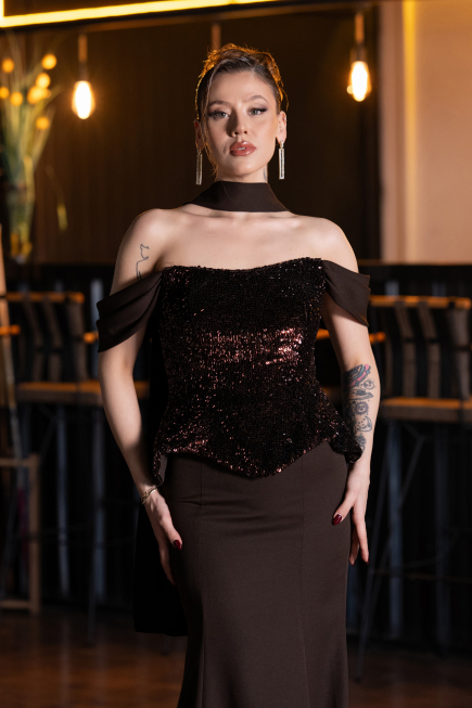 Robe de Soirée Longue Brun ABU6094